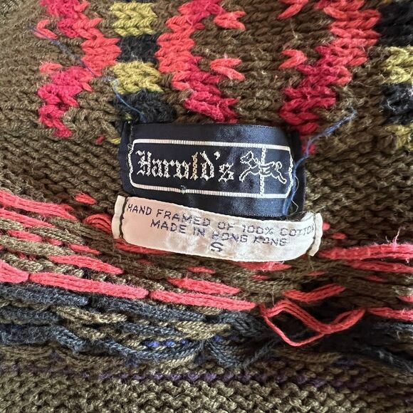 Harolds Vintage Vest Womens Small Green Printed Shawl V Neck Sleeveless - Picture 7 of 8